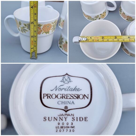 Vtg China Noritake Japan Sunny Side 9003 Floral Pattern Lot 8 piece Cups Saucer - Picture 7 of 11